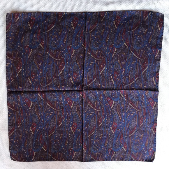 Unisex Paisley Printed Silk Square Scarf Handkerchief - Picture 2 of 4